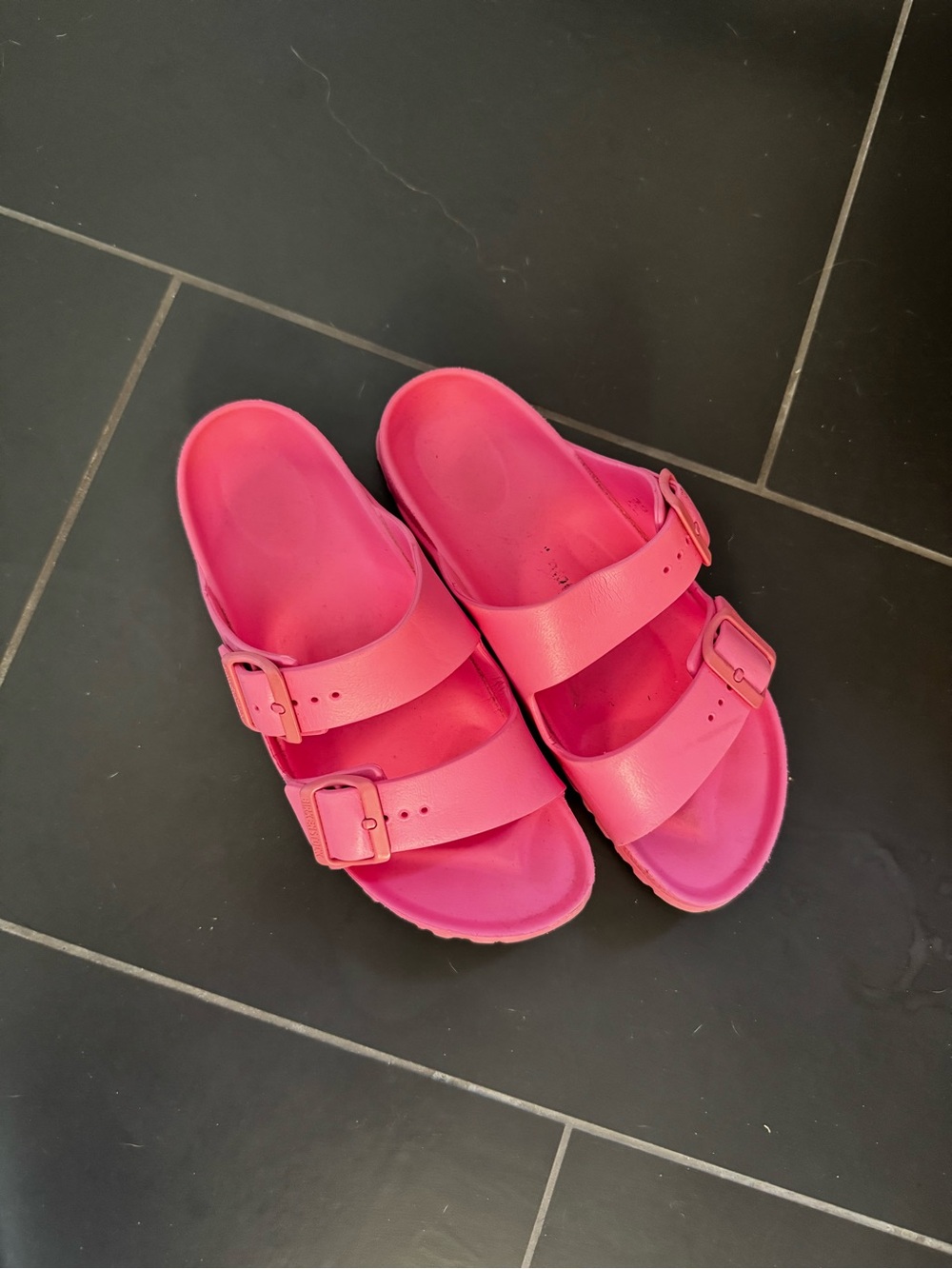Birkenstock Double-Buckle Slide Sandals — Bright Pink